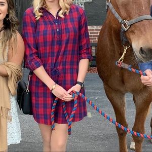Blue and red plaid dress